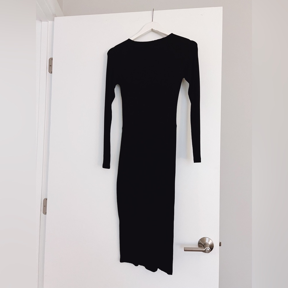 Jluxlabel sz M ribbed 
Black High Expectations Midi Dress - Picture 4 of 5
